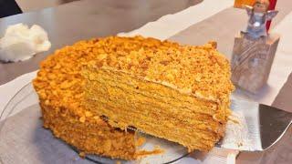 MEDOVIK honey cake - MARLENKA cake - Russian cake recipes #medovik #marlenka #honeycake