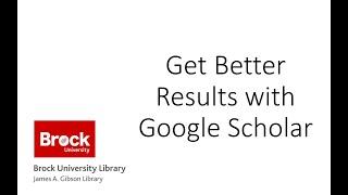 Get Better Results with Google Scholar