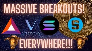BREAKOUTS EVERYWHERE | BITCOIN | SANDBOX | VeCHAIN | BASIC ATTENTION TOKEN | SOLANA