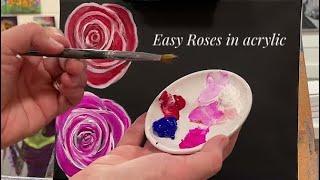 How To Paint ROSES  easy for beginners! #art #painting #acryic