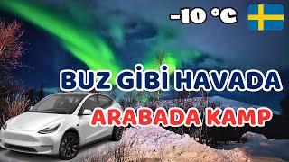 BUZ GİBİ HAVADA ARABADA KAMP MODU-KARLI HAVADA KAMP #travel#vlog#norway#isveç