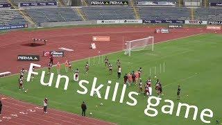 Super fun football/soccer skills game! Players love this!