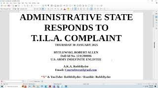 "ADMINISTRATIVE STATE" RESPONDS TO T. I. L. A.  COMPLAINT