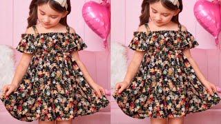 Very Easy Baby Frock Cutting and stitching with Elastic Yoke | Baby Frock