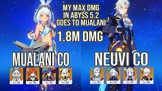 My Max DMG in Abyss 5.2 | Mualani C0 1.8M DMG & Neuvillette C0 spiral abyss floor 12 Genshin Impact