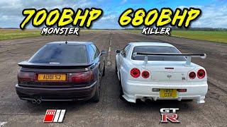 WHEN LEGENDS CLASH.. 700HP AUDI S2 vs 680HP NISSAN R34 GTR