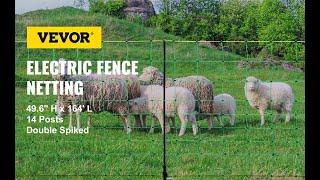 VEVOR Electric Fence Netting, 49.6" H x 164' L, PE Net Fencing with 14 Posts Double Spiked