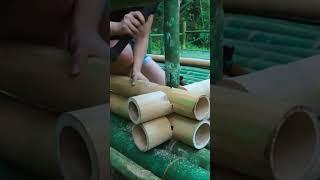 Daily Building Bamboo House in the Forest  #forest  #bushcraft  #primitive  #primitivetechnology