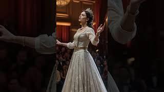 Woman in a Victorian-era dress,performing a classical piece on the AGT stage#shortsviral#dancebattle