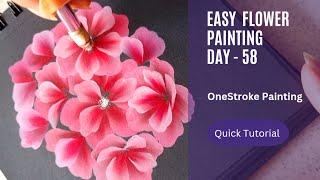 Paint some beautiful onestroke flowers | Easy onestroke painting tutorial Day- 58
