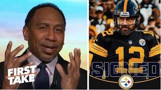 FIRST TAKE | Aaron Rodgers joining Steelers is a FAILURE? - Stephen A. break Terry Bradshaw comments