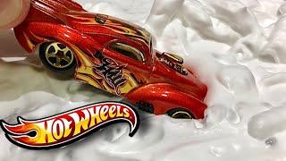 Hot Wheels Diecast Cars Sliding and Falling In Foamy Water