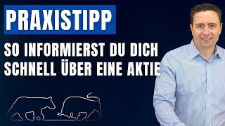 Wie informierst du dich schnell über eine Aktie?! (Praxistipp)