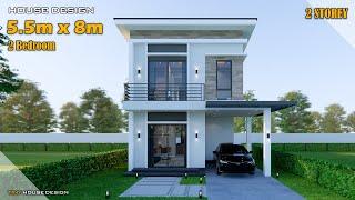 Small House Design | Simple House | 5.5m x 8m  2 Storey | 2 Bedroom