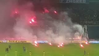 Dinamo Zagreb - Hajduk Split during a pyro show Bad Blue Boys burned their largest banner