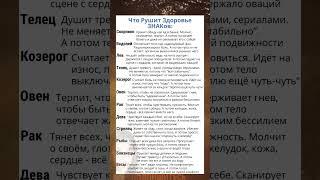 Что Рушит Здоровье ЗНАКов Зодиака #астрология #гороскоп #astrology #знакизодиака