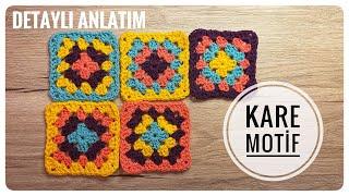 Motif Yapımı (Yeni başlayanlar için EN KOLAY kare motif) Tığ işi motif nasıl yapılır / DIY