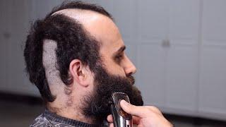 ASMR Barber - DRAMATIC BALD HEAD and BEARD SHAVE TRANSFORMATION