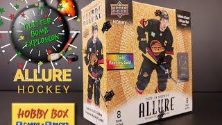 GOLD GLITTER BOMB EXPLOSION! 2023-24 UPPER DECK ALLURE HOCKEY HOBBY BOX SOLID HIT ON THE BLUE LINE