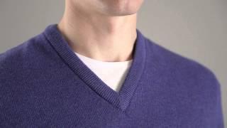 Hawick Knitwear Men's Plain 100% Lambswool Fitted V Neck Pullover