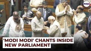 PM Modi Greets Ex-President Ram Nath Kovind As He Arrives Inside New Parliament Amid 'Modi' Chants