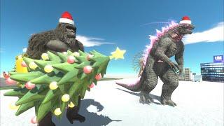 Evolved Godzilla Kong and Mothra protect their holiday from bad guy Godzilla Earth