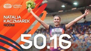 Natalia Kaczmarek  beats Candice Mcleod over 400m | Continental Tour Gold Ostrava 2022