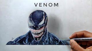 Venom 3D TIMELAPSE DRAWING | Pencil Drawing of Marvel Venom | Axy sty