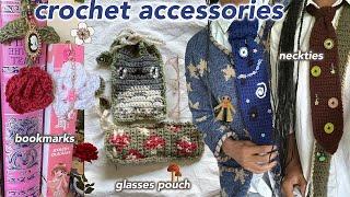 Crochet Accessories  | Scrap Yarn Projects Ep 4 | Bookmark Charms,  Eyeglasses Pouch, Neck Ties