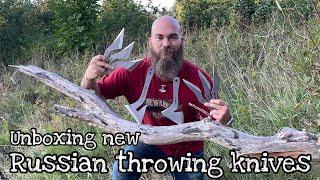 Unboxing new RUSSIAN THROWING KNIVES from SKANF master Mikhail Belyaev