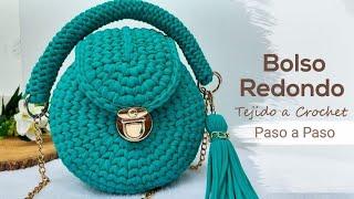 Bolso Redondo/ Elegante con Tapa / Tejido con Trapillo| paso a paso