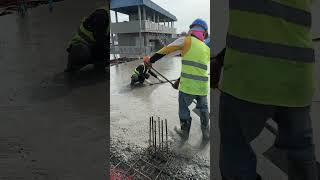 Concrete Pouring On A Big Roof Slab By Ready-Mix Concrete  #concretemixing