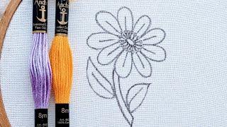 VERY EASY AND BEAUTIFUL FLOWER HAND EMBROIDERY DESIGN FOR BEGINNERS