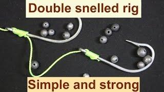 Double Hook Snelled Rig. Simple fishing knot.