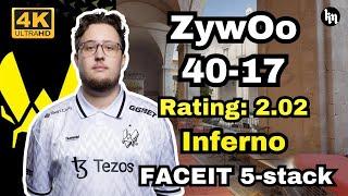 ZywOo (40-17) FACEIT 5-Stack (Inferno) | Feb 6, 2025 | CS2 POV/demo