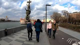 ⁴ᴷ⁵⁰ Walking Moscow: Gorky Park, Krymskaya Naberezhnaya, Monument to Petr 1, Patriarshiy Most