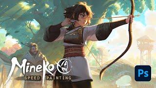 Mineko: archery training - speed painting (Time-lapse)