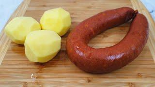 I take potatoes and Krakow sausage  I prepare dinner, which the whole family likes.