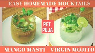 2 Easy Mocktail Recipes | at home | Pet Puja Food and Travel