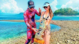 Epic Giant Lobster Catch And Cook On Tropical Beach