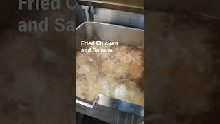 Fried Chicken & Salmon made for 125 person event Like and Subscribe For More Cooking Vids #cooking