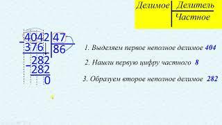 4 класс Деление в столбик многозначного числа на двузначное