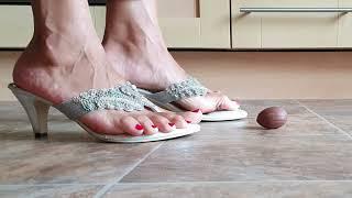 Food Crush Crème Egg Walkover Crush Fetish Casual Trample in Silver Sandals Part 2