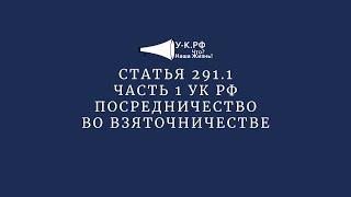 Статья 291.1 часть 1 - посредничество во взяточничестве, с видами наказания и примечанием.