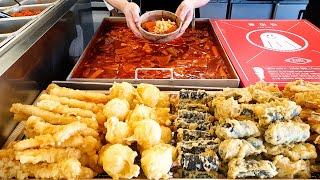 Amazing Spicy Rice Cake in Korea, Best Korean Street food, tteokbokki, Fried shrimp, Chicken