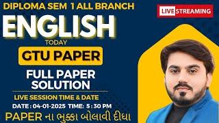 TODAY GTU PAPER SOLUTION FOR DIPLOMA SEM 1 ENGLISH  || FULL SOLUTION || GTU PAPER SOLUTION