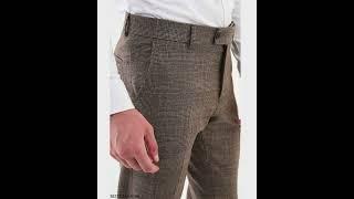 HolloMen Brown Plaid Slim-Fit Formal Trousers, breathable tailoring, and timeless appeal for you.