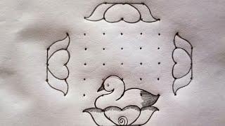 simple rangoli designs 9dots/chukkala muggulu/kolam designs/birds rangoli designs