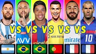 Comparison: Cristiano Ronaldo vs Lionel Messi vs Neymar Jr vs Karim Benzema vs Zidane vs Ronaldinho