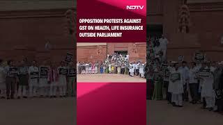 Rahul Gandhi | Opposition Protests Against GST On Health And Life Insurance Outside The Parliament